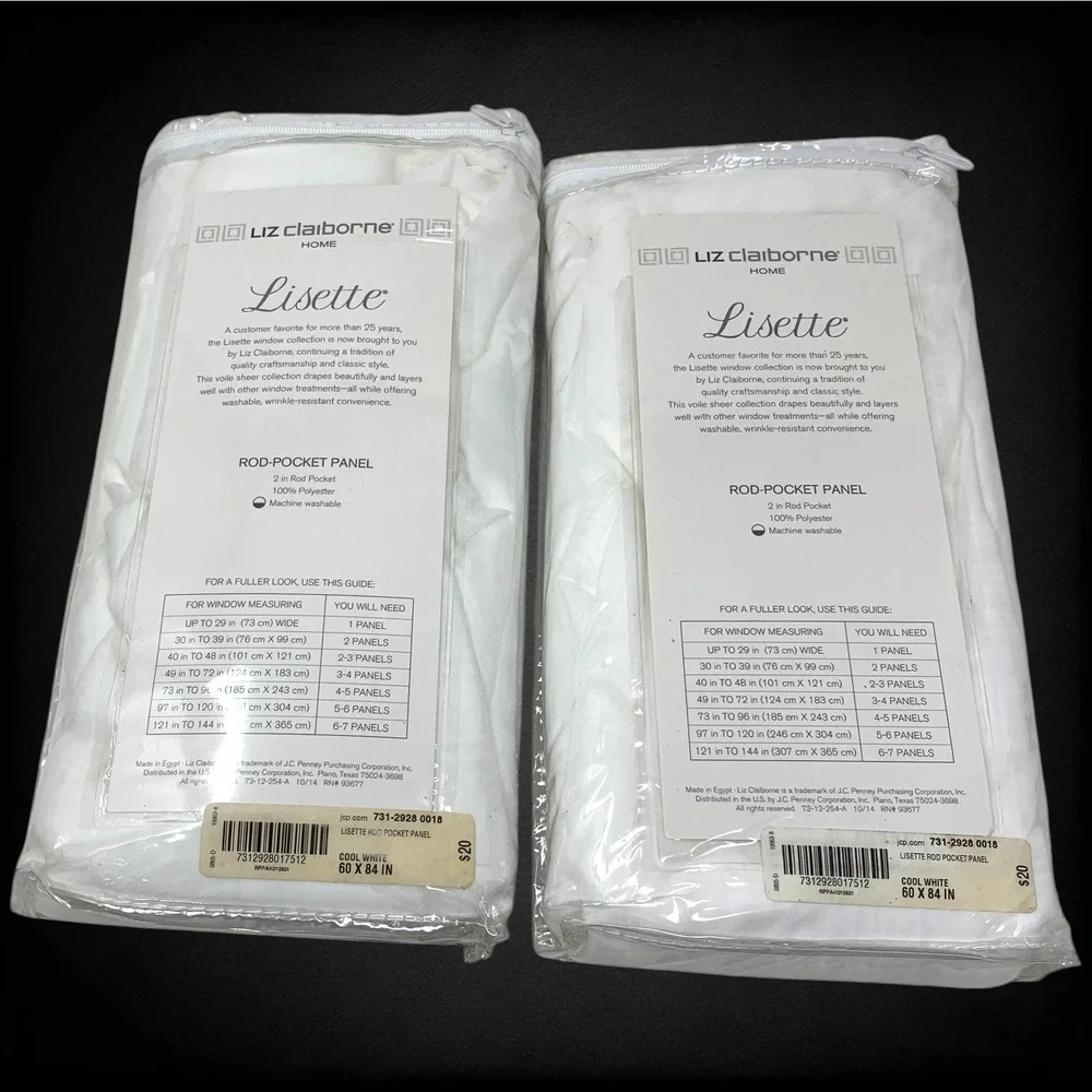 NEW Lot 2 x Liz Claiborne Lisette Rod Pocket Panel 60